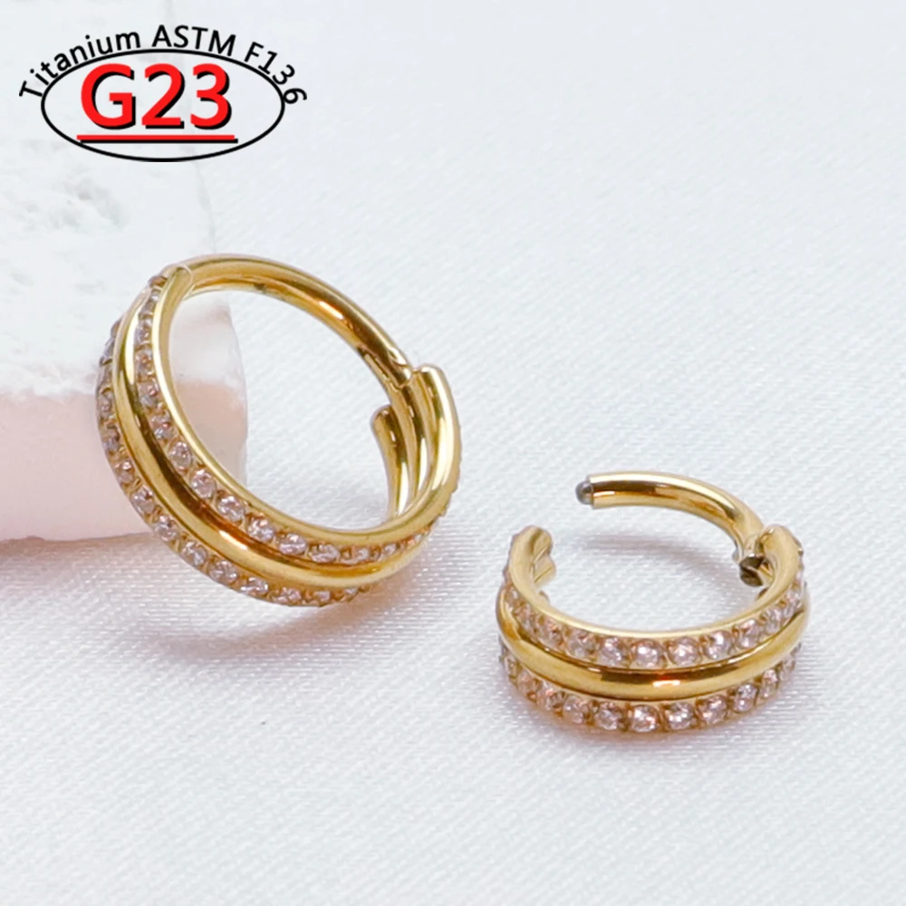 G23 Titanium Nose Rings Piercings High Quality Zircon Stone Hight Segment Open Small Septum Piercing Earrings Helix Body Jewelry