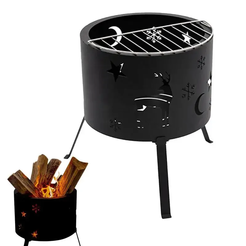 

Camping Fire Wood Stove Folding Wood Burning Portable Ultra Lightweight Iron Elk Starry Firewood Heater Stoves BBQ Picnic Grill