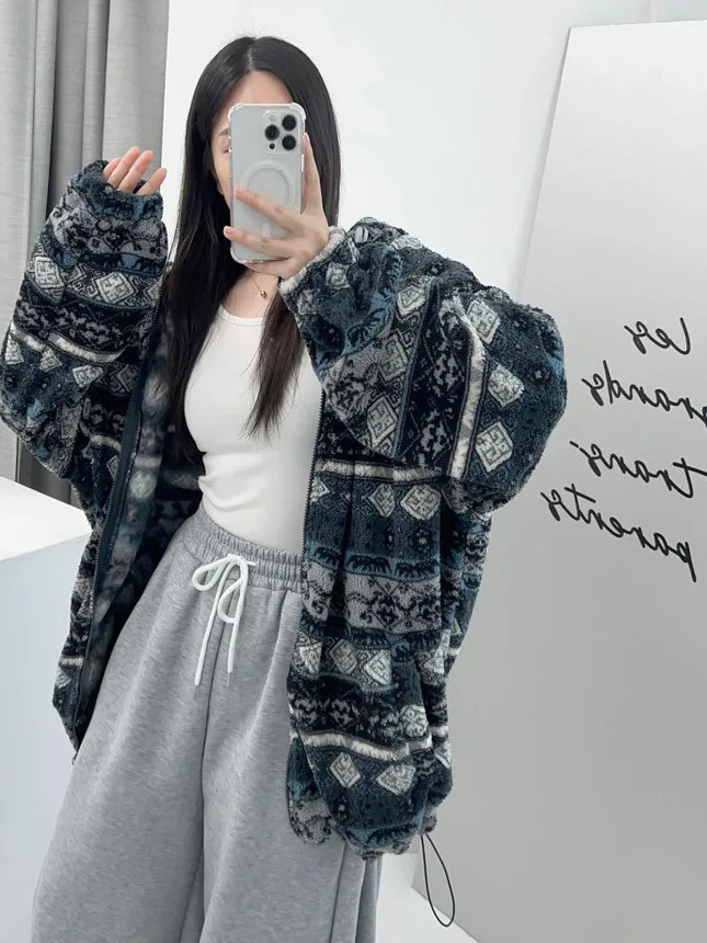 

Женское зимнее модное свободное хлопковое пальто с мехом ягненка в стиле ретро, повседневная удобная верхняя одежда