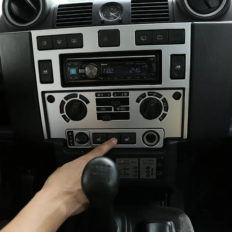 Aluminum alloy For Land Rover Defender 110 2008-18 Car Console Air Conditioning Control Panel Decoration Sticker Car Accessories