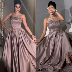 Customized Exquisite Pleat Sequined Pattern A-line Strapless Long Dresses Bespoke Occasion High Quality Casual