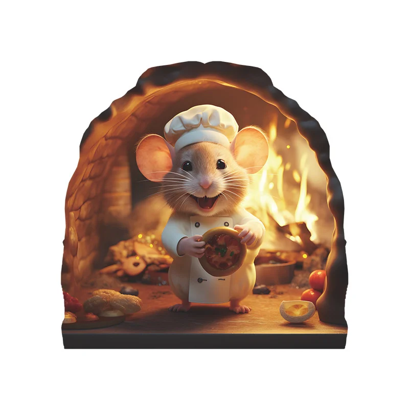 Delicious Pizza Cute Mouse Kitchen Wall Sticker Creativity Mouse Hole Decal Kid Room Corner Mouse Reading Cartoon Rats Wallpaper