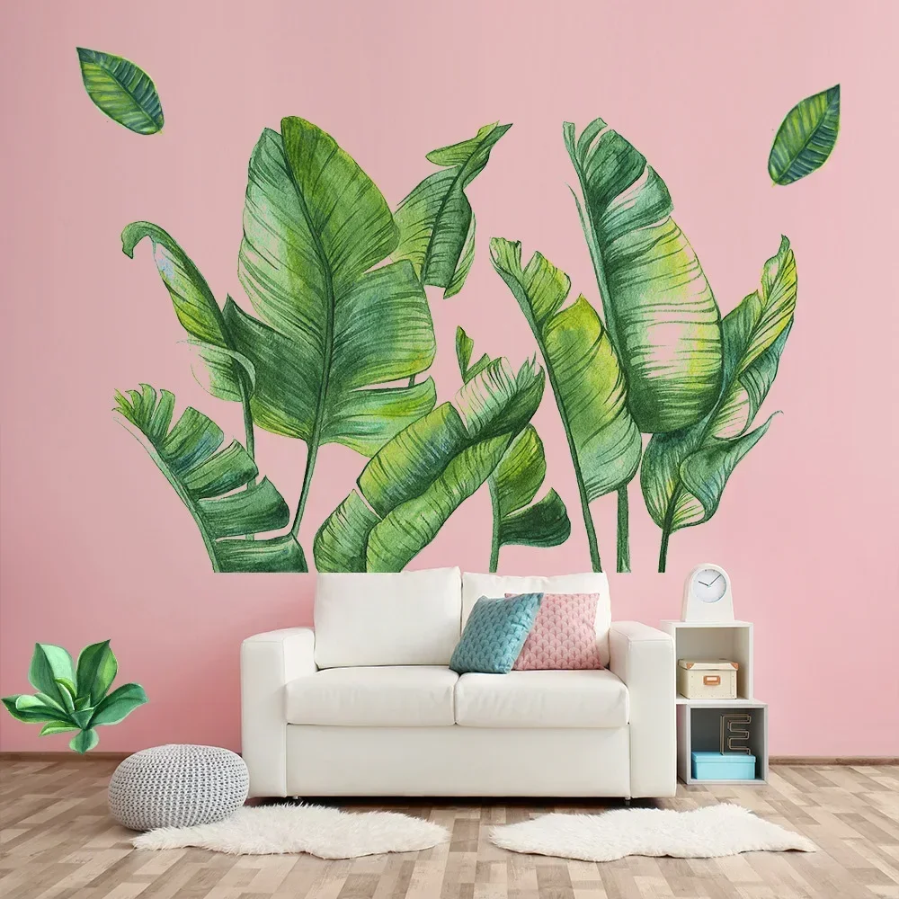 Art Wall Sticker Decal Decor Green Leaf Living Mural Plant Removable Room Sticker TV Protable Reliable Top Sale