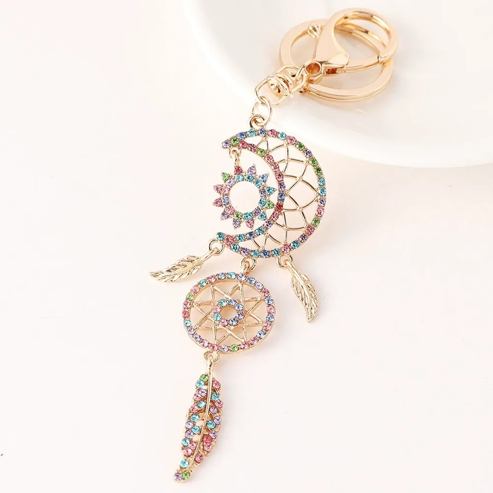 

Fashion Exquisite Car Keychain Alloy Bohemia Car Pendant Sun Moon Bag Charm Women