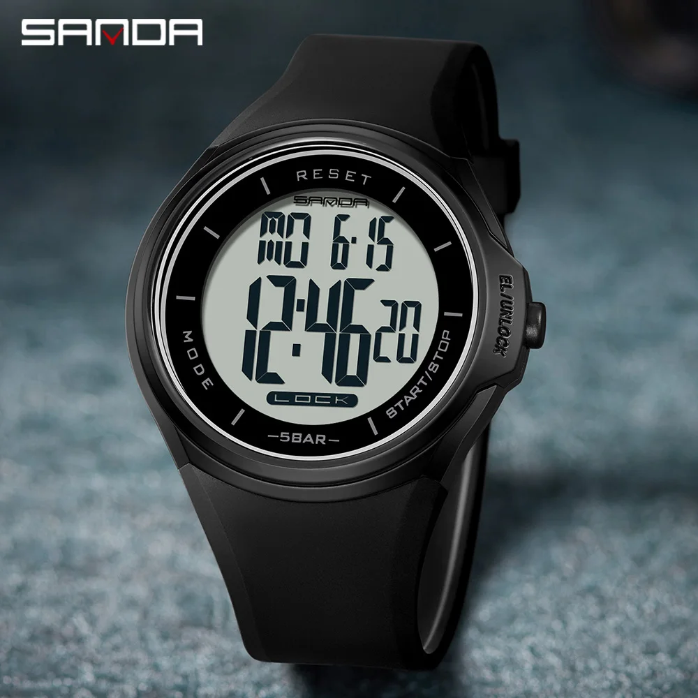 

Sanda Simple Men's Watch Brand New Touch Screen Dial Shockproof Anti-fall Luminous Digital Wristwatch Classic Fashion Sport Cloc