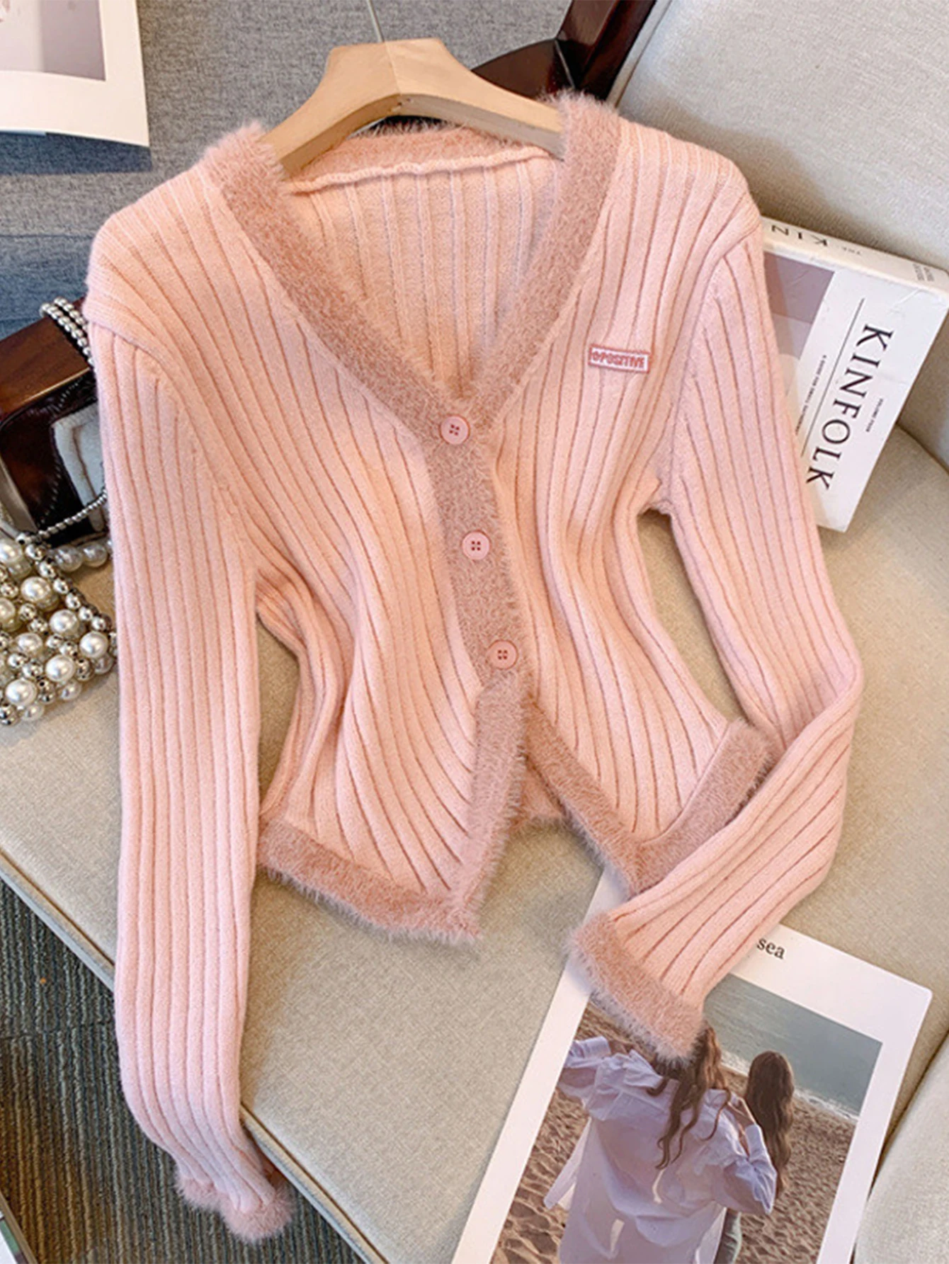 نمط تخفيف الأعمال سترة طويلة الأكمام جولة الرقبة المجهزة تصميم الأكمام أنبوب مستقيم لا يتطلب الديكور