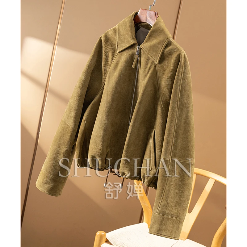 Mode enfant daim aléatoire Penny Step, velours italien daim revers à manches longues veste en cuir veste femme 81C2