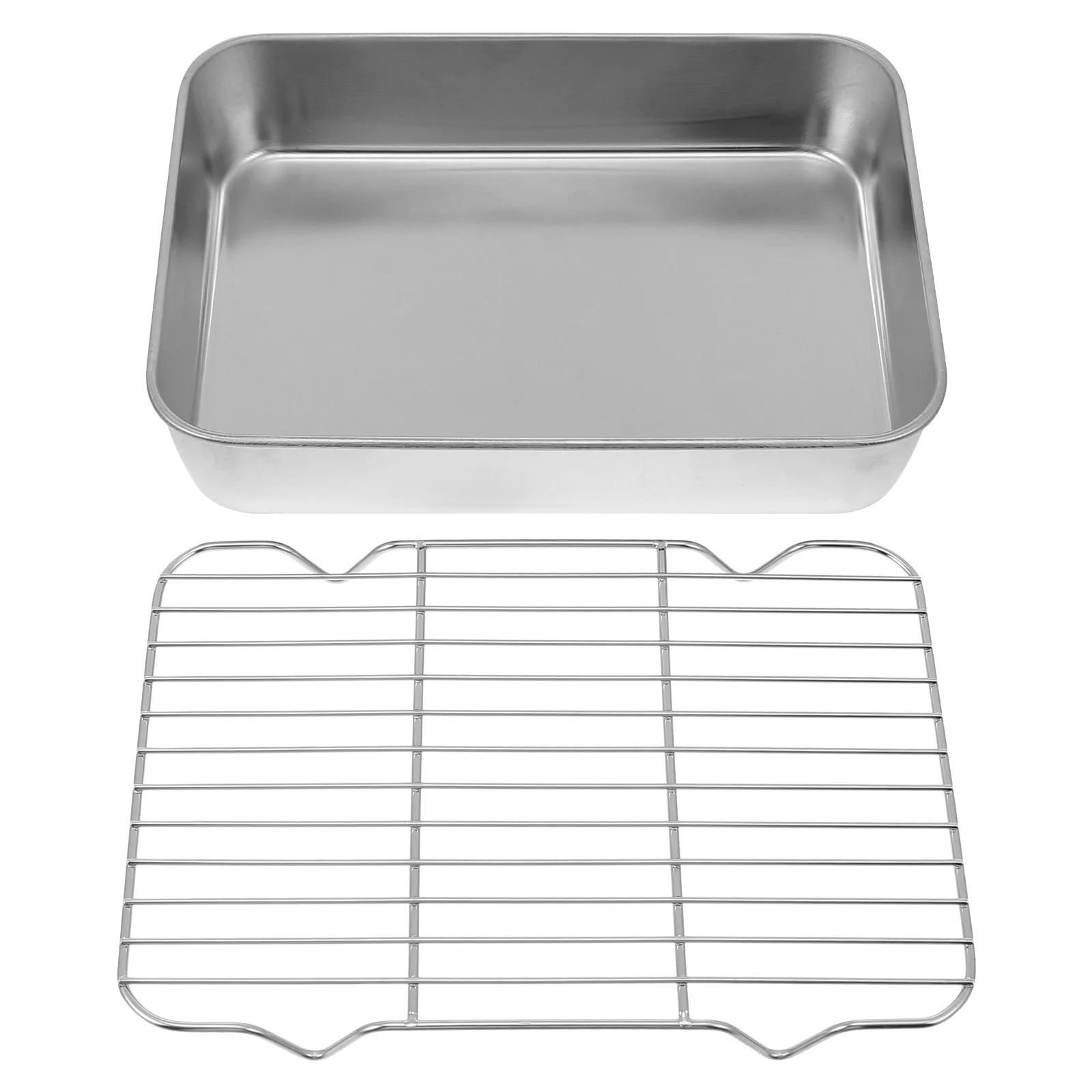 

Stainless Steel Bakeware Tray Baking Tool Kitchen Supply Pan Mini Home Rectangular Dish Draining Oil