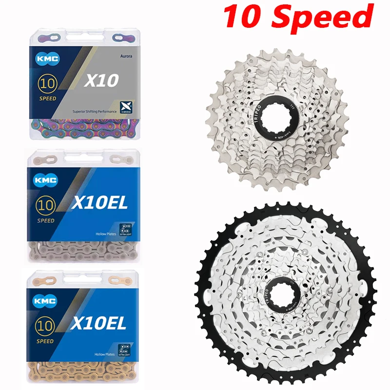 

Комплект цепи и кассеты для горного велосипеда 10 скоростей, 10S 11-25/28/32/36/40/42/46/50T HG, цепь X10, 10V, аксессуары для велосипедов