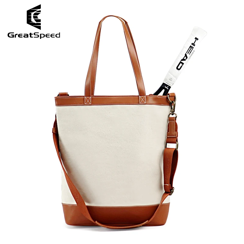 Fashion Tennis Racquet Tote Bag Women Portable Hemp Cloth Squash Badminton Tennis Handbag Gym Pilates Sports Tennis Racket Bags