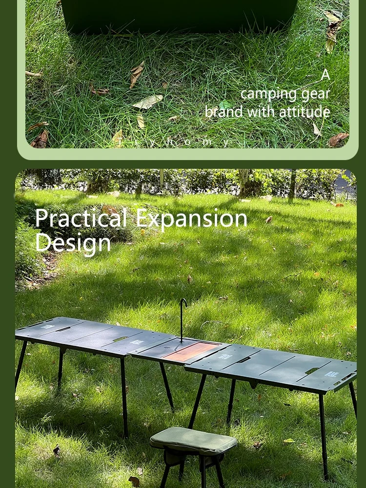 Klappbarer Campingtisch, leicht, tragbar, Tisch aus Aluminiumlegierung, Aufbewahrungsregal, seitliches Ofenregal, Campingtisch, coole Campingausrüstung – Detail 6