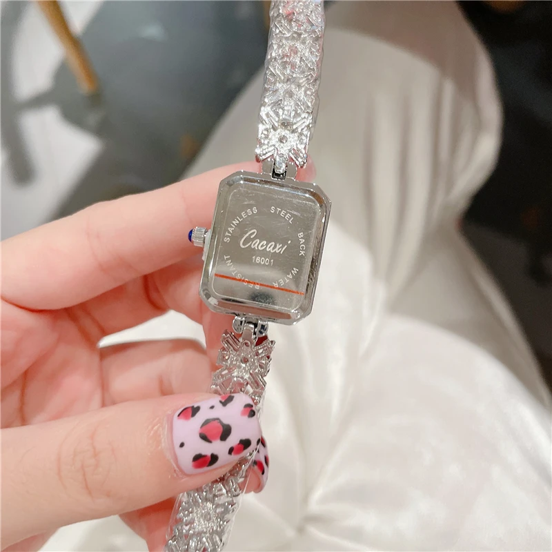 Qualtiy AAA Zircon Watches Camellia Flower Rectangle WomenWatch Crystal Bracelet Watch for Wedding Party Fashion Jewelry  A172