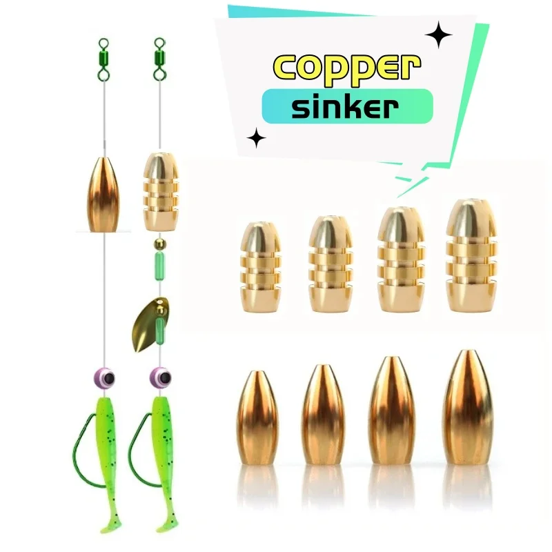 High Quality Bullet Copper Lead Sinker with Anti-hang Design for Effective Fishing & Texas Rigging Accessories & Fishing Tools