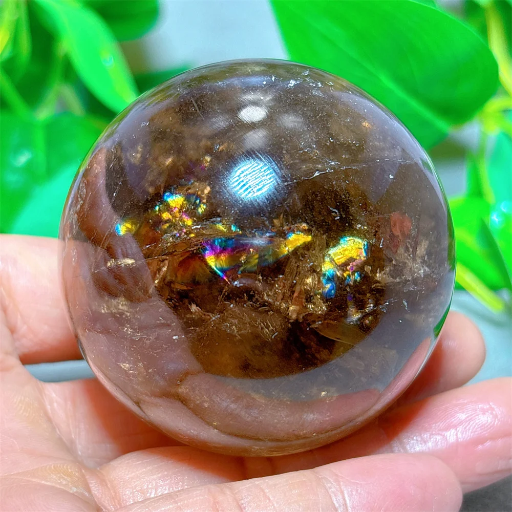 Smokey Sphere Garden Quartz Sailing Crystal Natural Quartz Stone Home Decoration Minerals Reiki Craft Gifts Energy Healing Stand