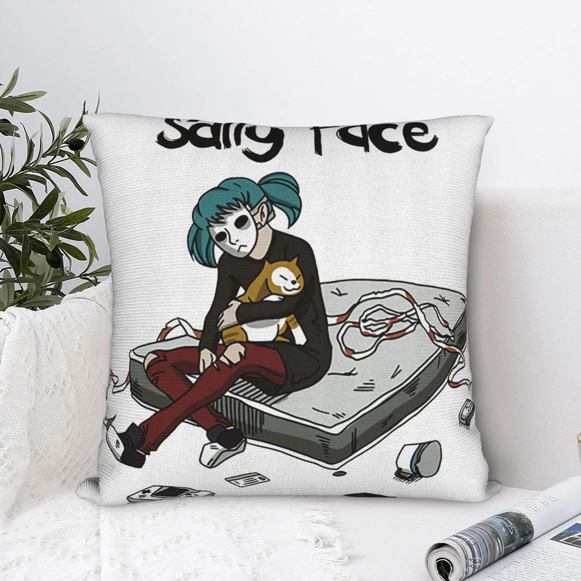 Sally Face Pillowcase Printed Cushion Cover Decoration Sal Fisher Mask Larry Johnson Game Throw Pillow Case Cover Home Square