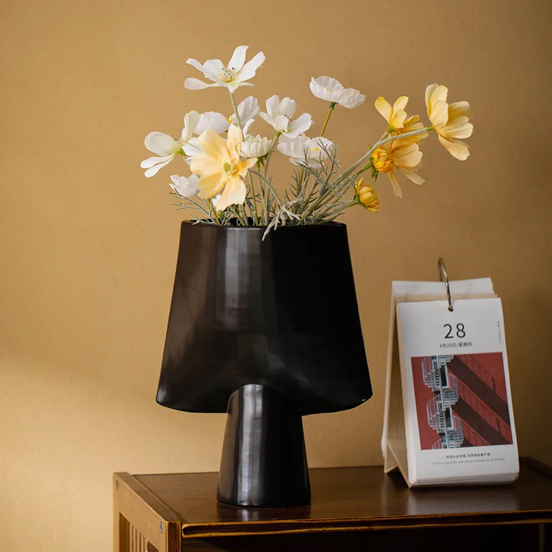 CAPIRON Modern Art Ceramic Bag Vase Porcelain Flower Container Nordic Home Room Table Decoration Red Black White Pink Decor Gift