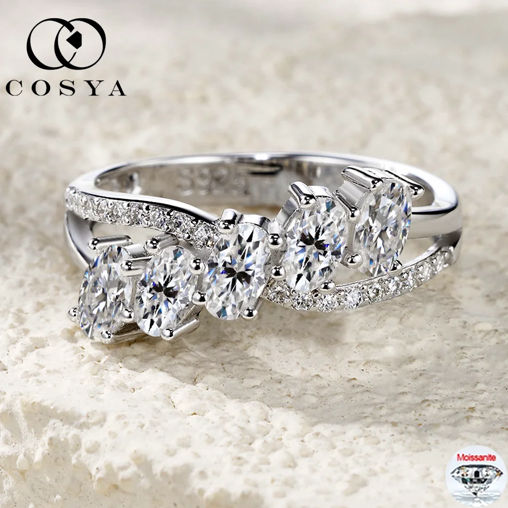 

COSYA All Moissanite Ring for Women With GRA Certificate Oval Lab Diamond S925 Silver Bridal Ring Sparkling Wedding Fine Jewelry