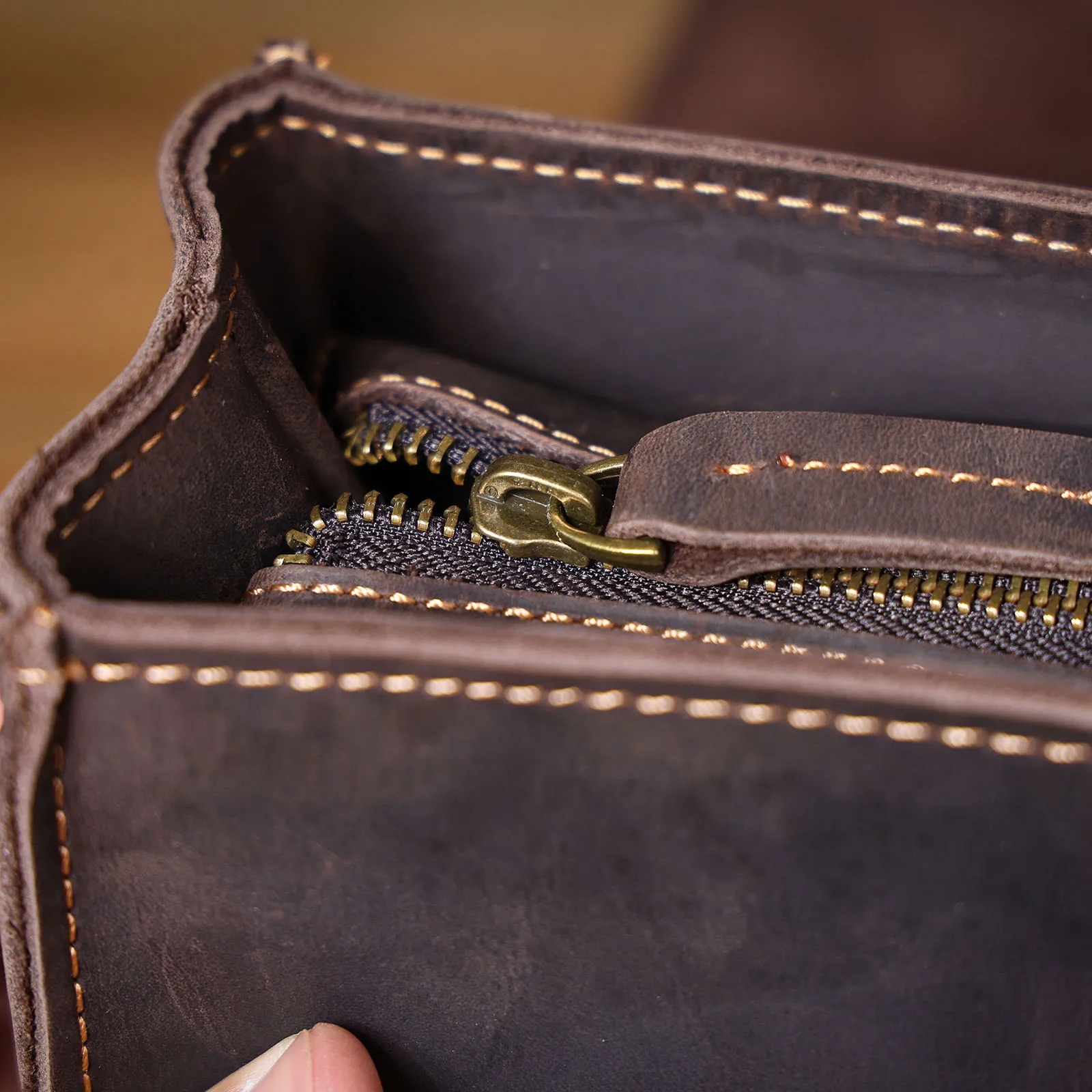 S.WORKER Vollnarbenleder 15" Laptop-Aktentasche Echtleder Herren Büro-Handtasche Messenger-Tasche Business-Bürotasche – Detail 19
