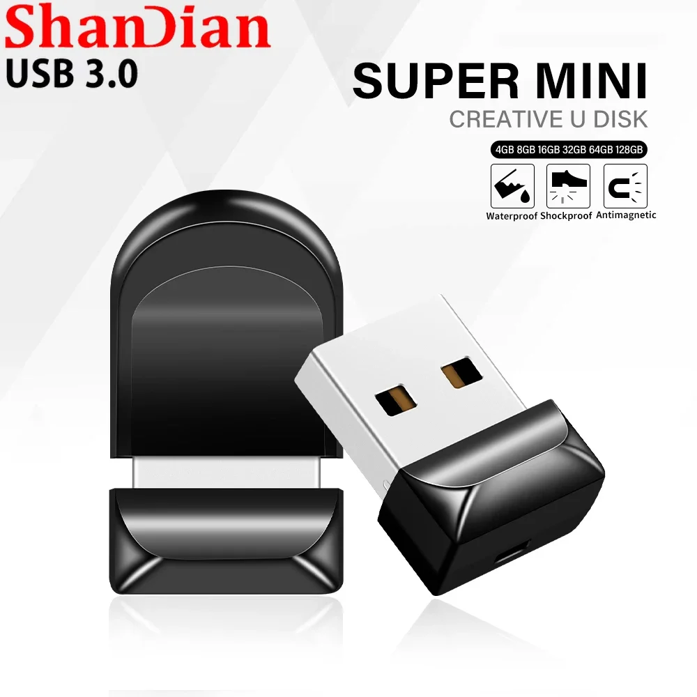 

Black Mini Pen Drive 128GB High Speed Memory Stick Pen drive 64GB USB 3.0 Oval Flash Drive Convenient Business Gifts Key Chain