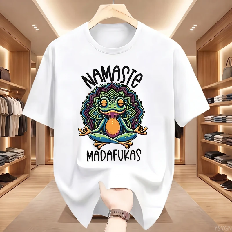 Funny Yoga T Shirt Frog Self Care T-Shirt Short Sleeve Positive Cottagecore Namaste Tee Men Women Mens Clothes Streetwear