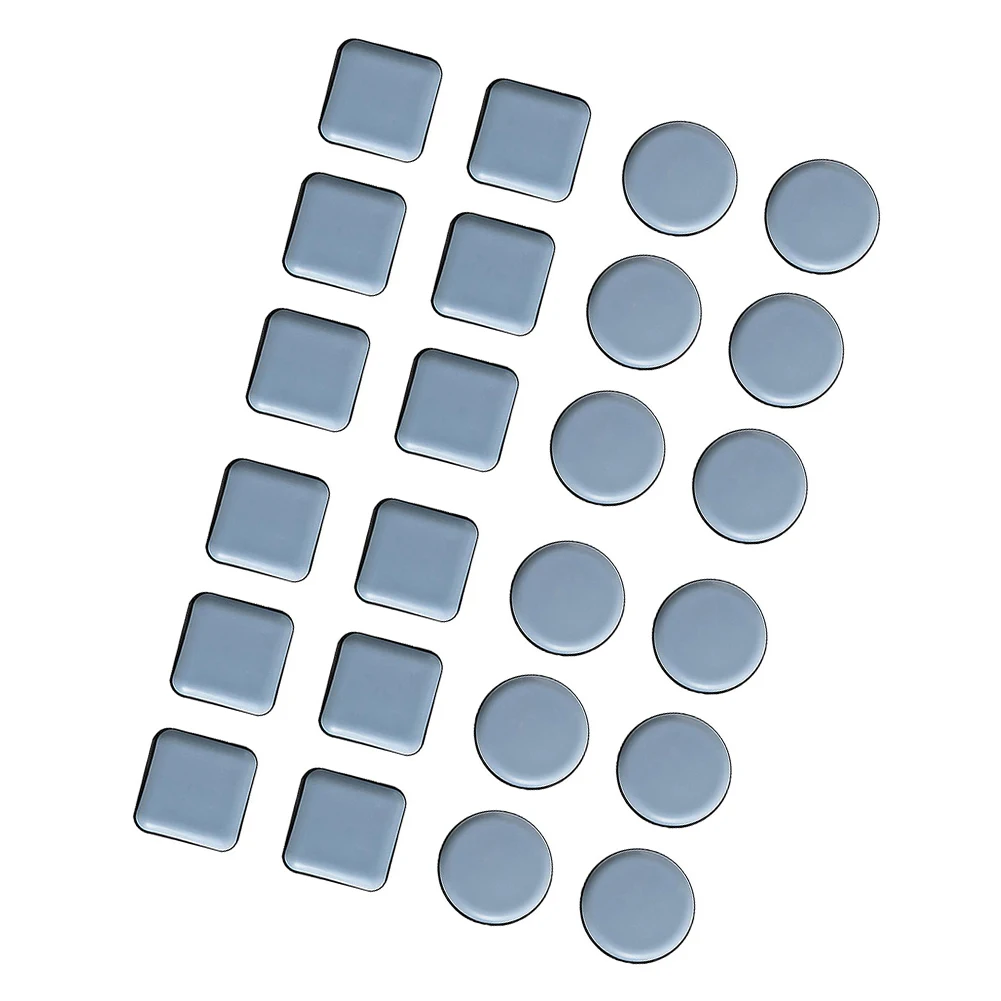 PTFE Furniture Sliders 24-Pack with Dual Shape Design 12 Square 20x20mm and 12 Round 20mm for Broad Floor Compatibility