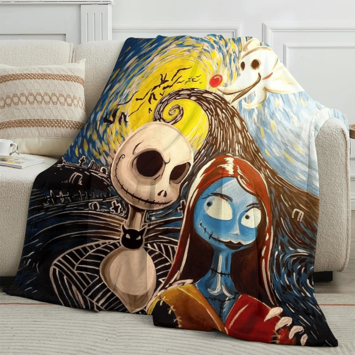 

Nightmare Before Christmas Flannel Blanket, Halloween Gifts, Full Size Blanket, Jack Throw, Nap Gifts