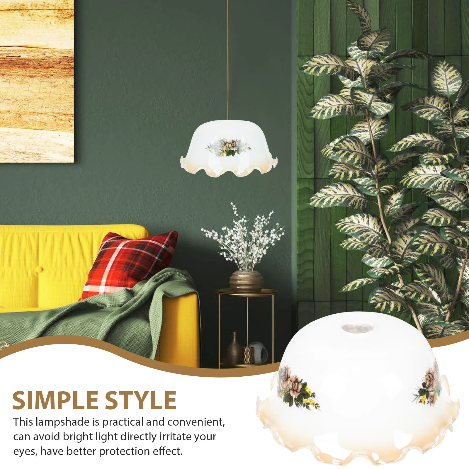 

Durable White Glass Lampshade Retro Design Table Light Cover Easy Install Compact Size Decorative Small Night Light