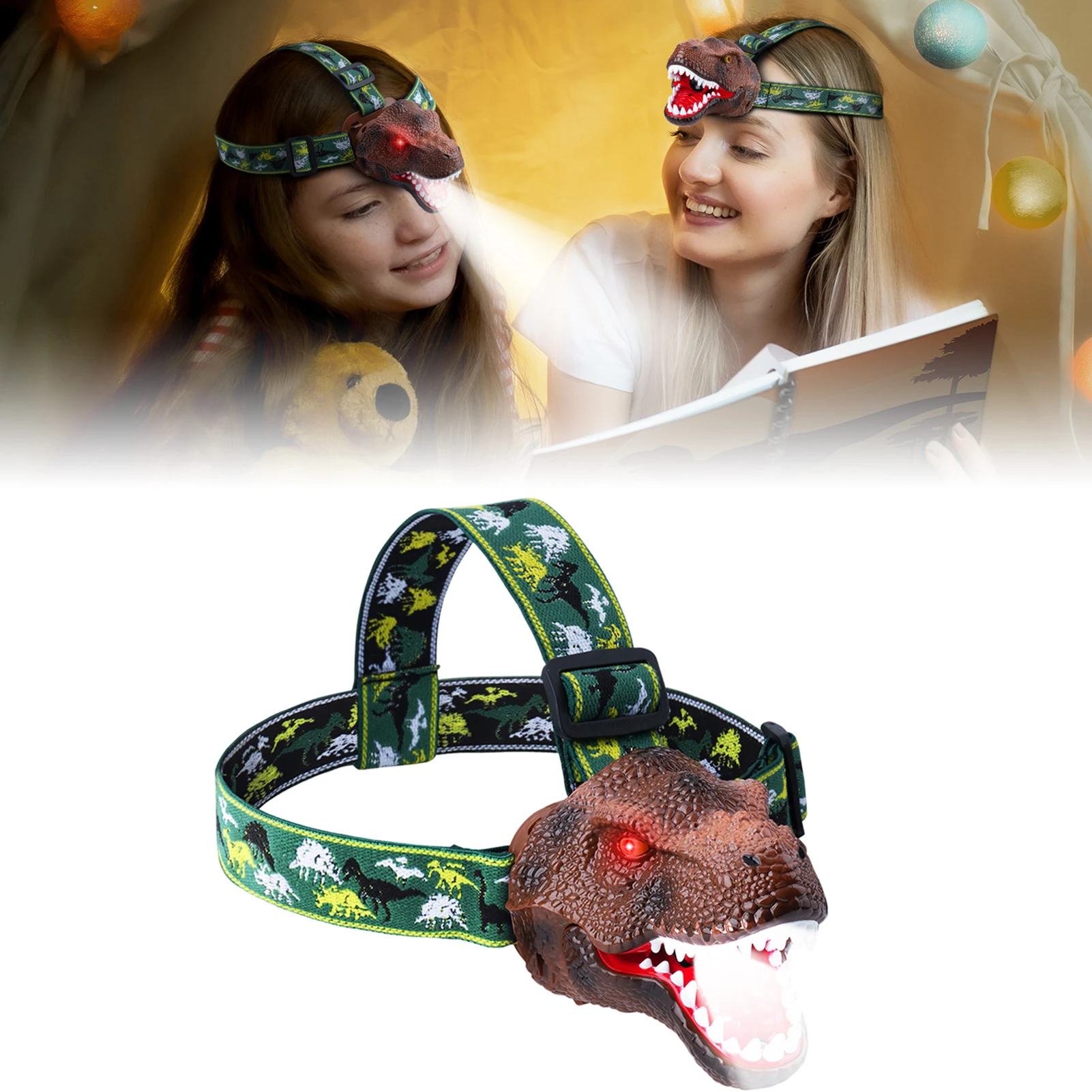 

Dinosaur Headlamp for Kids & Silent Mode Dinosaur Light Toys Gift Toys for Birthday Rave Party