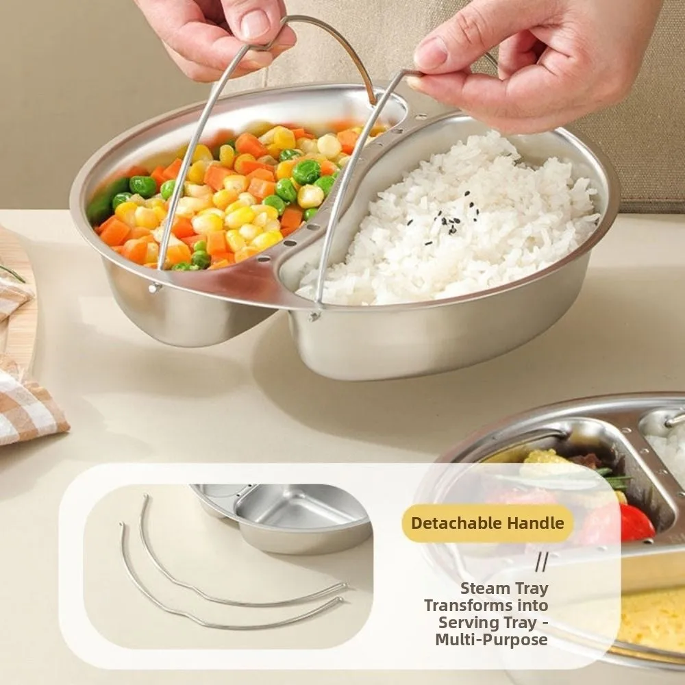 Anti-Scald Divided Food Steamer Tray 2/3/4 Grids Efficient Steamers Insert Food Pan Heat-resistant Multifunctional