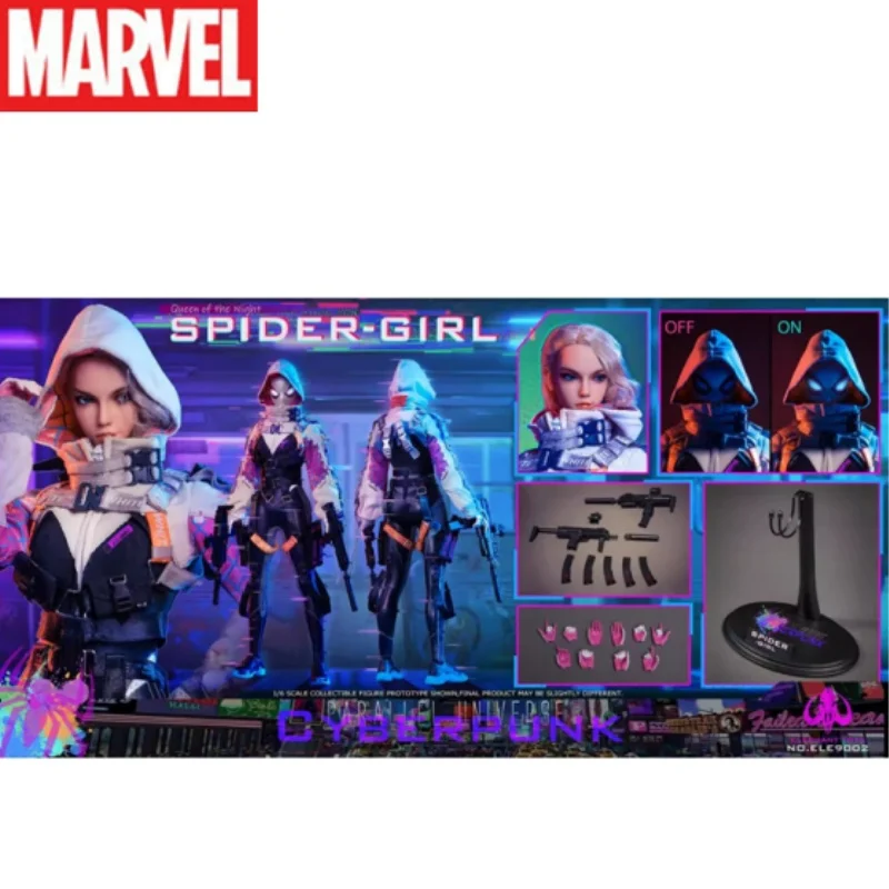 In Stock Full Model Elephant Toys Ele9002 1/6 Cyber Spider Woman Gwen Movable Eyes + Light Eye Head Sculpture Movable Doll