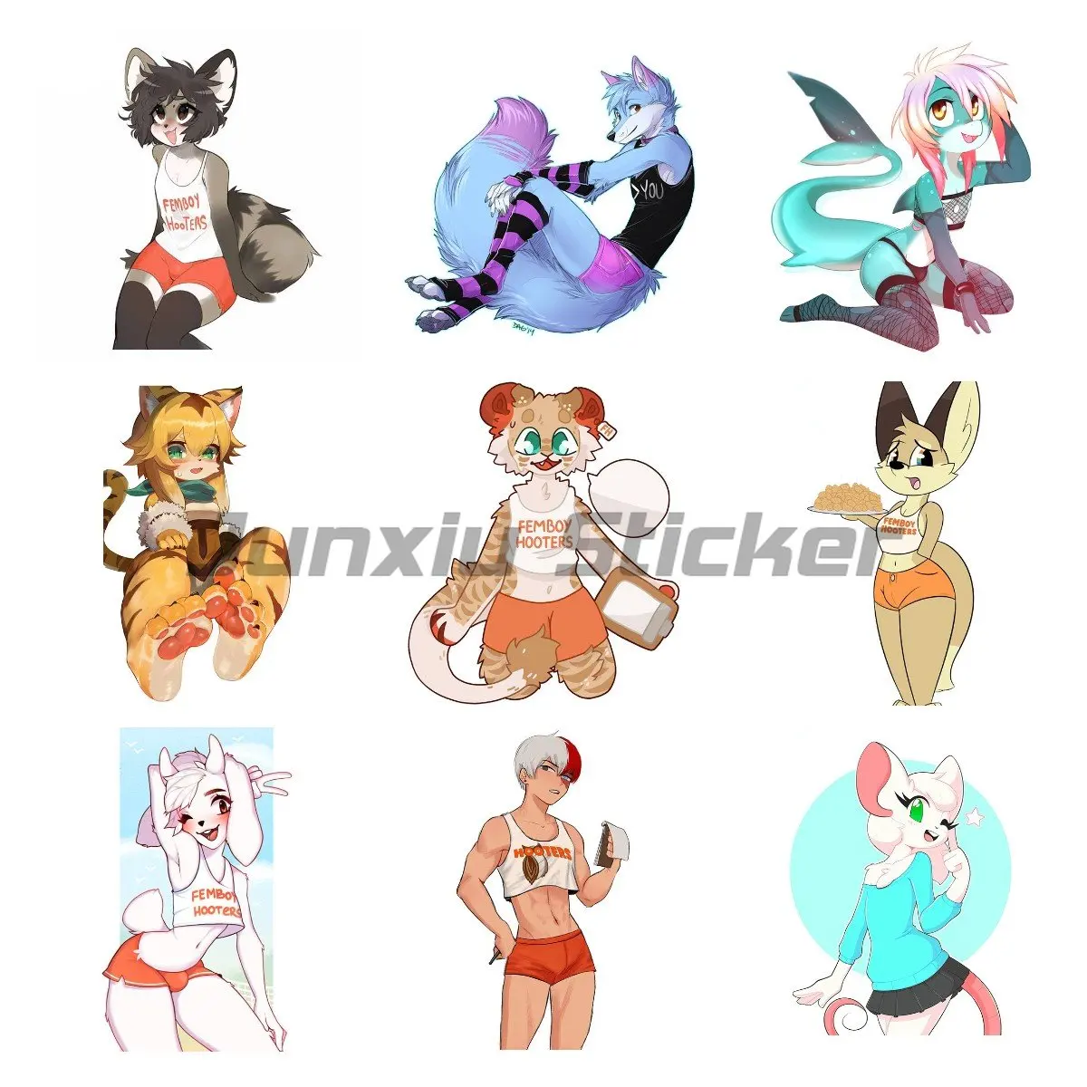 Femboy Hooters Furry Car Stickers Vinyl Waterproof Cute Sunscreen RV VAN Occlusion Scratch Motorcycle Decal