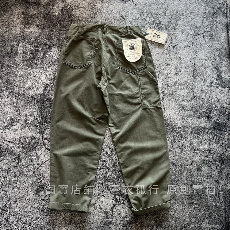 

Vintage American Workwear Pants - Heavyweight Cotton Deck Pants with Slant Front Pockets Relaxed Dad Fit for Men Cargo Trousers