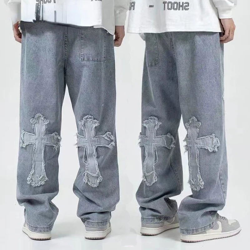 

Retro Men's Y2K Clothes Baggy Wide Leg Jeans Hip Hop Fashion Clothing Women Oversized Straight Trouser Streetwear Teachwear Man