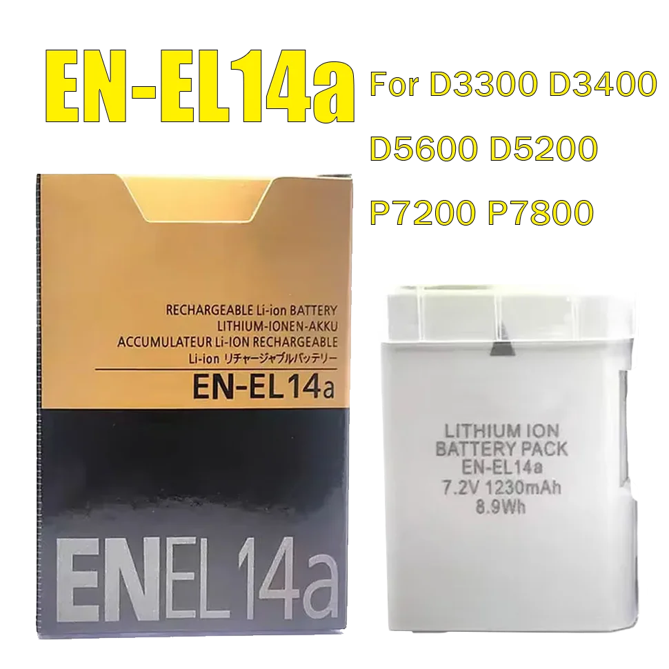NEW EN-EL14A EN EL14a EN-EL14 Battery 1230mAh For Nikon D3100 D3200 D3300 D3400 D3500 D5600 D5100 D5200 P7000 P7200 P7800 P7700