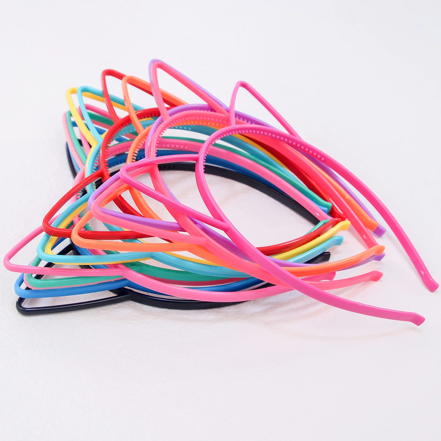 12PCS Girls Cat Ear Headbands Candy Color Cat Ears Headband Plastic Teeth Hairbands Family Decoration Party Hair Accessories