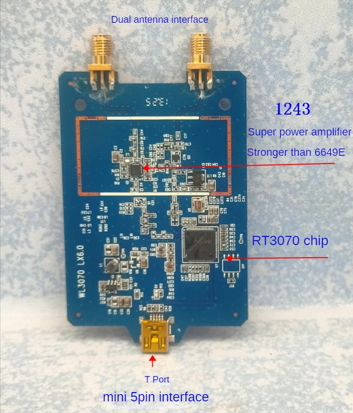 RT3070L+1243 High Power Stronger Than 6649 Wireless Card Desktop Laptop with Linux Kali Ubuntu