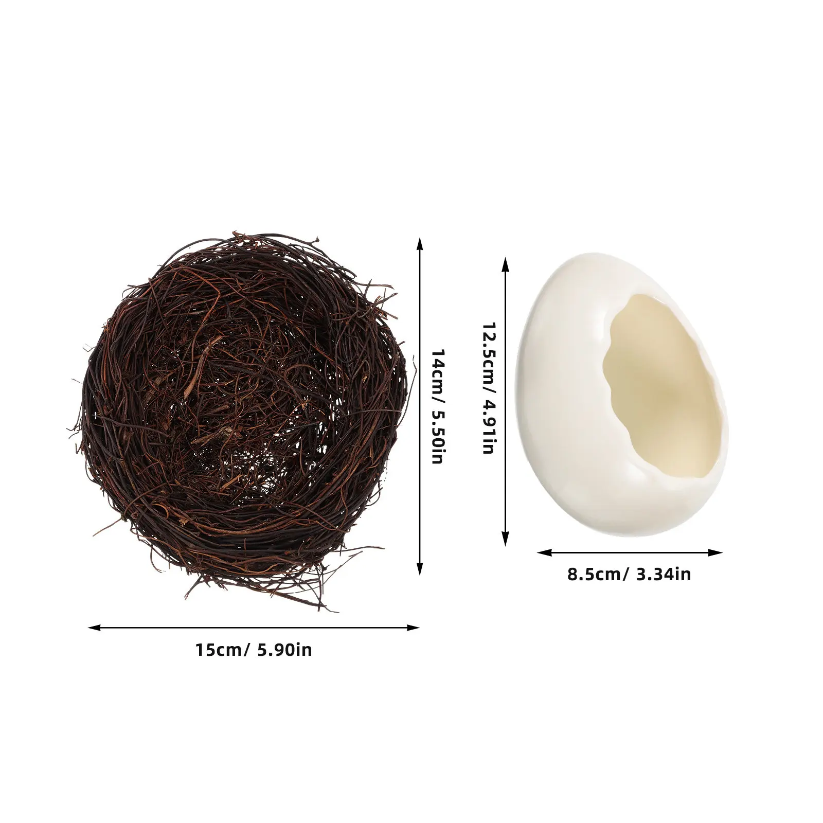 Eggshell Shaped Dessert Bowl Ceramic Bird Nest Design Large Capacity Serving Bowl for Cold Drinks Barbecue Instant Noodles