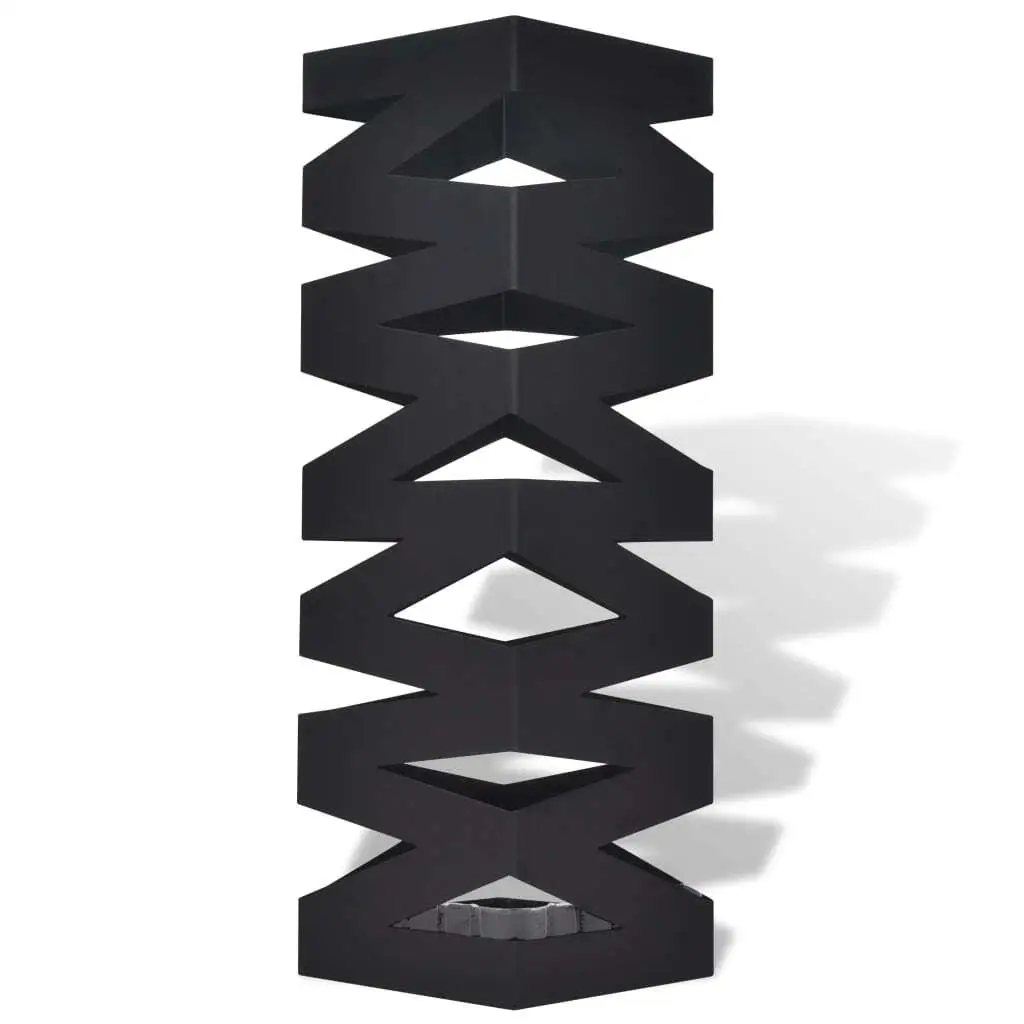 Stylish Black Square Umbrella Stand Storage Holder for Walking Sticks, Durable Steel 19.1