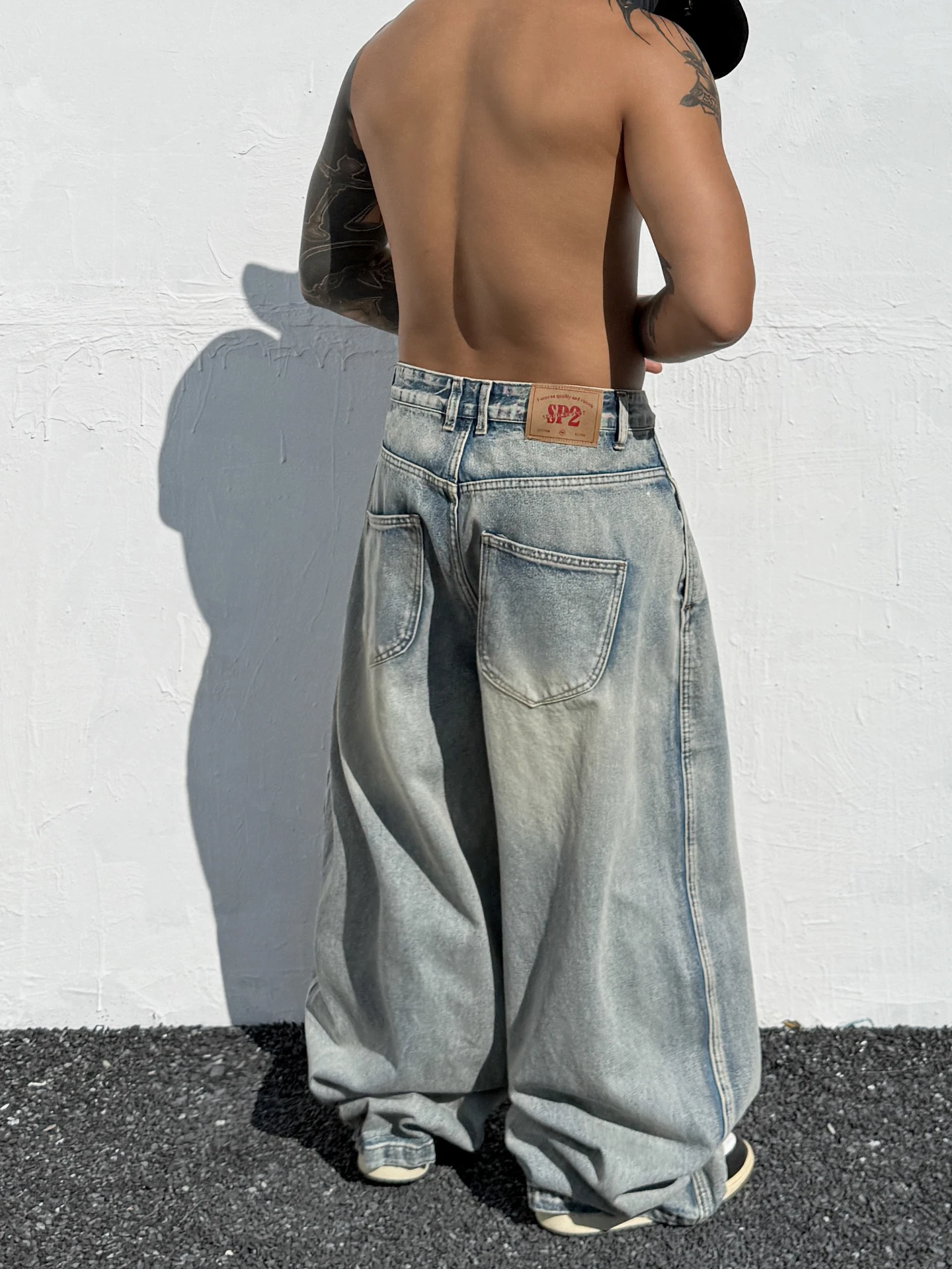 

Мужские джинсы в стиле ретро, широкие, свободные, длинные, прямого кроя, из хлопка, повседневные, в стиле High Street, с эффектом драпировки