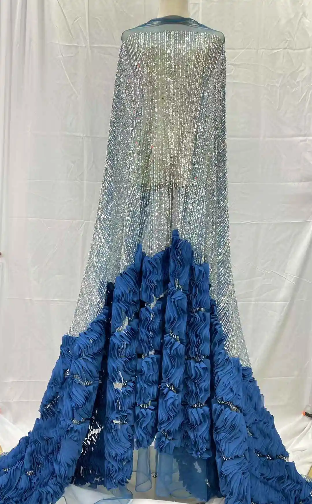 قماش دانتيل أفريقي فاخر 2025 جودة عالية الترتر الخرز أقمشة الدانتيل لحفل الزفاف النيجيري الفرنسية تول أقمشة الدانتيل