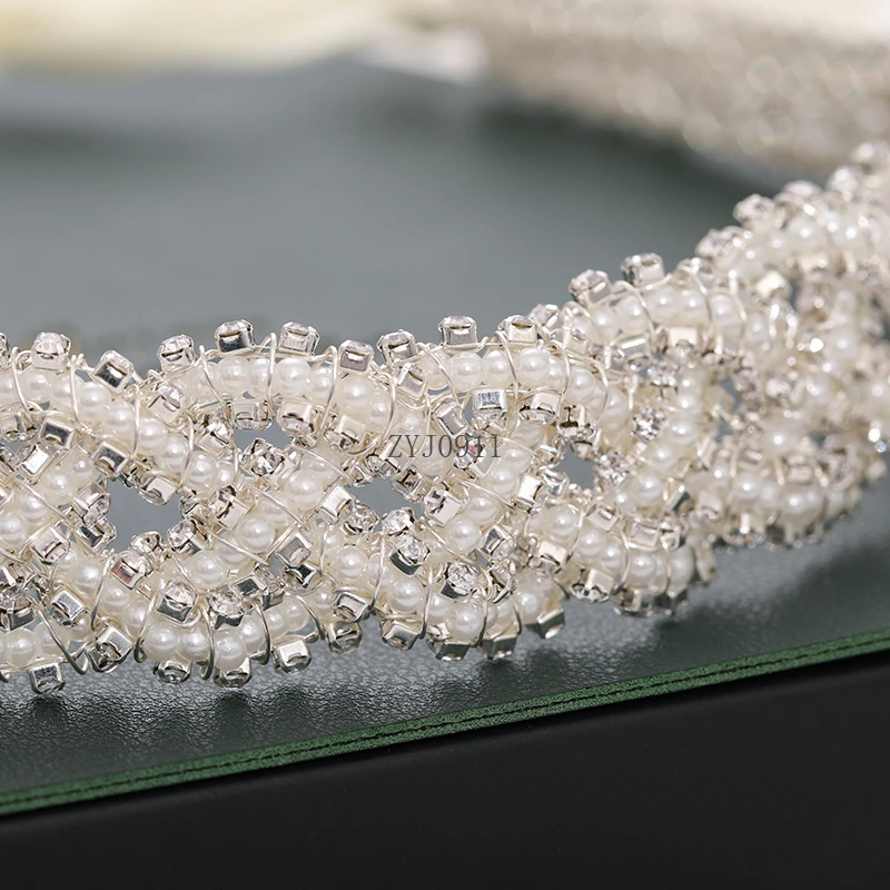 * لؤلؤة حجر الراين عقال تيارا هيرباند اكسسوارات الزفاف تصميم جديد إكسسوارات الشعر للنساء حجر الراين