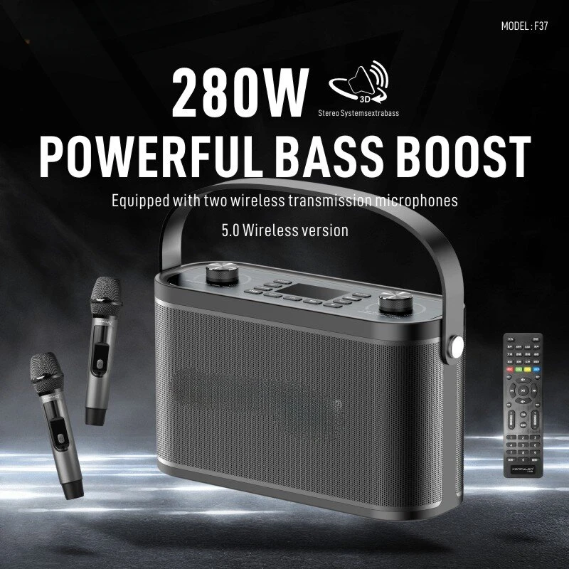 2024 high-quality 280W portable speaker with wireless microphone for home audio