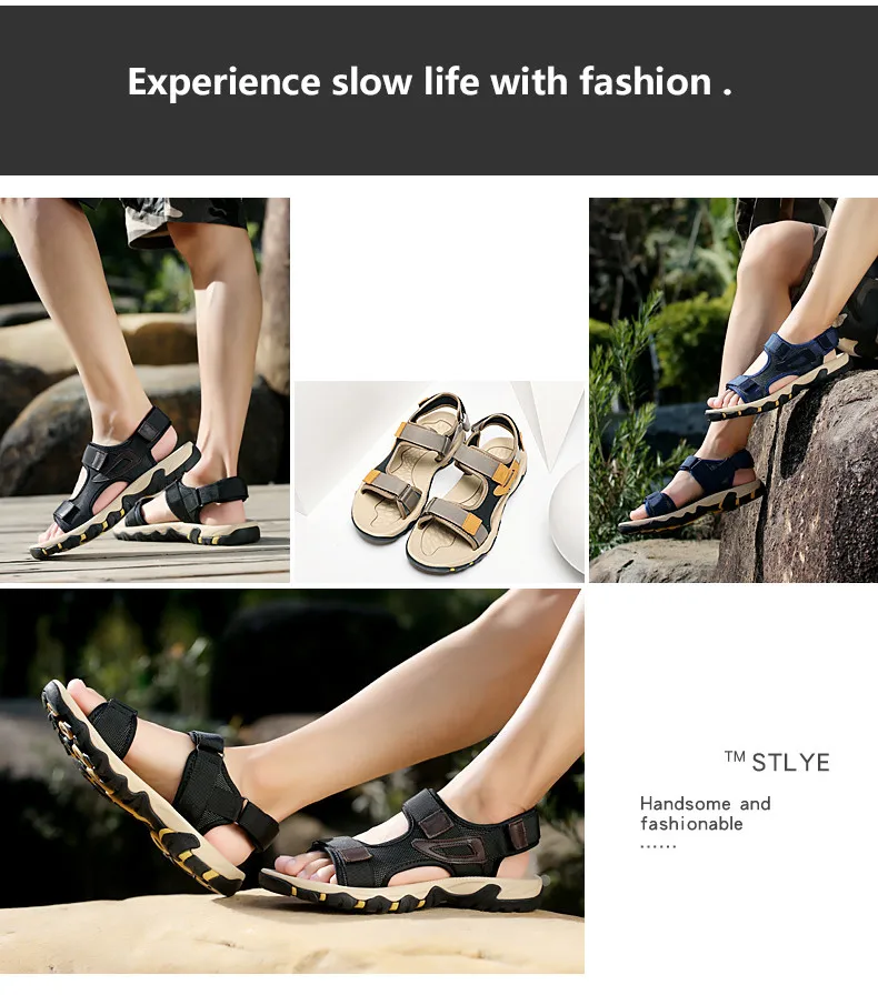 Große Größe Sommer Bequeme Outdoor-Herrensandalen Leichte Herrenschuhe für Männer Freizeitschuhe Wasserwander-Sandalen Weiche Strandsandalen – Detail 6