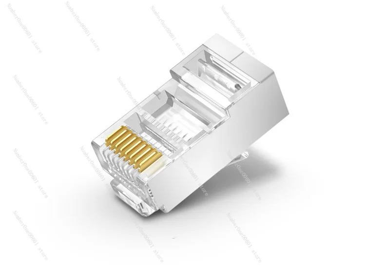 RJ45 Metal Plated Super Six Modular Plug Gigabit Broadband Shielding Monitoring Cat6 Network Cable Connector 8P8C