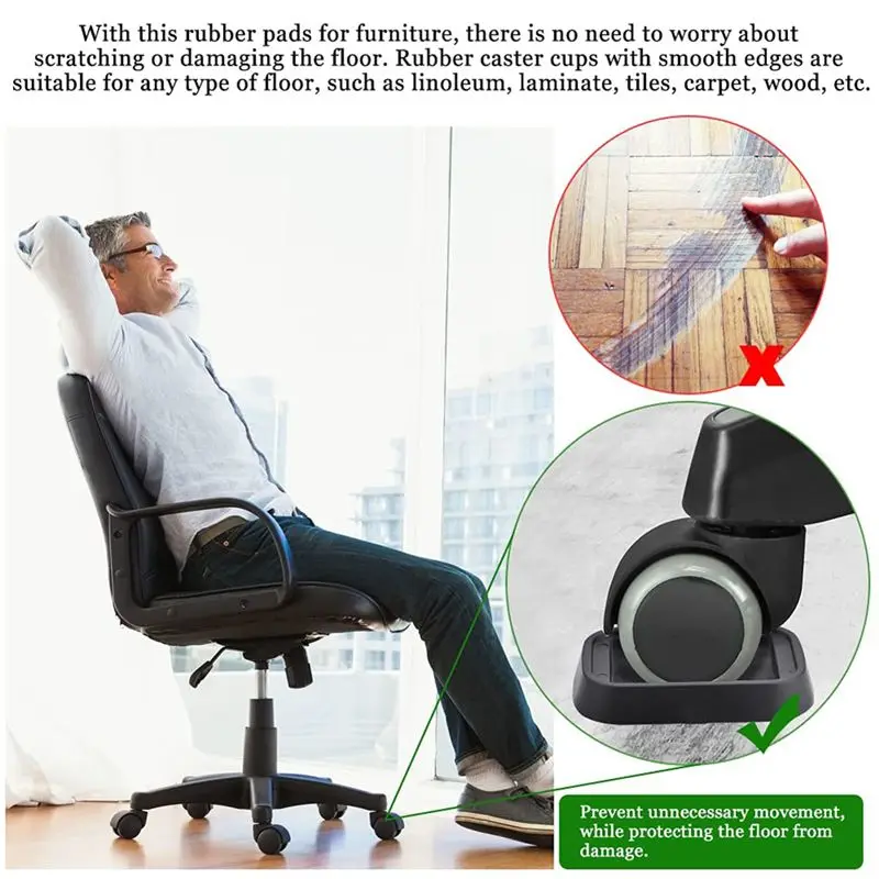 5Pcs Universal Simple Installation Computer Chair Stool Wheel Bed,Stopper & Furniture Stopper Caster Cups Fast-