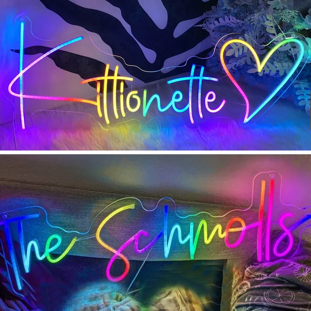 Custom Name RGB Neon Sign Personalized USB Dimmable Bluetooth Control Neon Night Light Birthday Gifts Bedroom Decor Neon Light