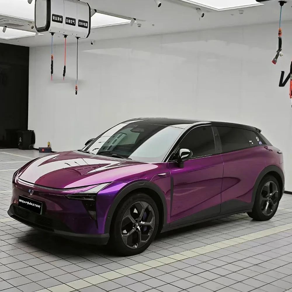 

1.52*18metre Pearl Grape Purple Gloss Original Paint Car Full Metallic Auto Vinyl Wrap