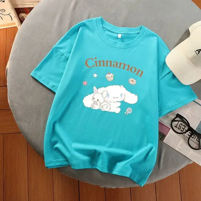 Aesthetic Harajuku Summer New Oversized T Shirt Sanrio Cinnamoroll Graphic T Shirts Multicolor Gril Gothic Y2k Top Women Clothes