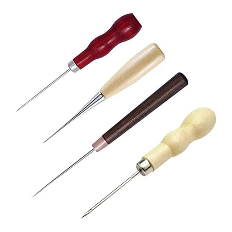 4Pcs Woodworking Awl Set - Stainless Steel, 4 Count, Medium Grit, Comfortable Punching & Drilling For Leather & Woodab13