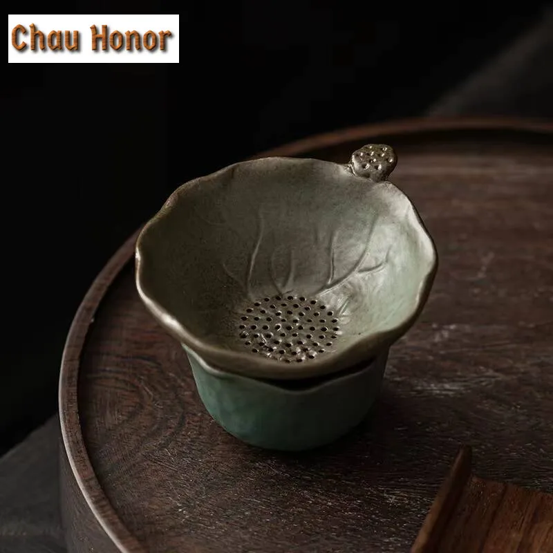 Japanese Kiln Change Lotus Leaf Tea Separator Infusor Vintage Tea Strainer Dispenser Tea Soaking Tea Filter Teaware Decoration - Detail 1